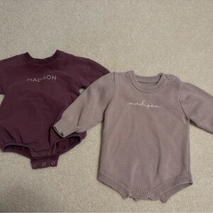 Set of Two Long Sleeve Baby Rompers